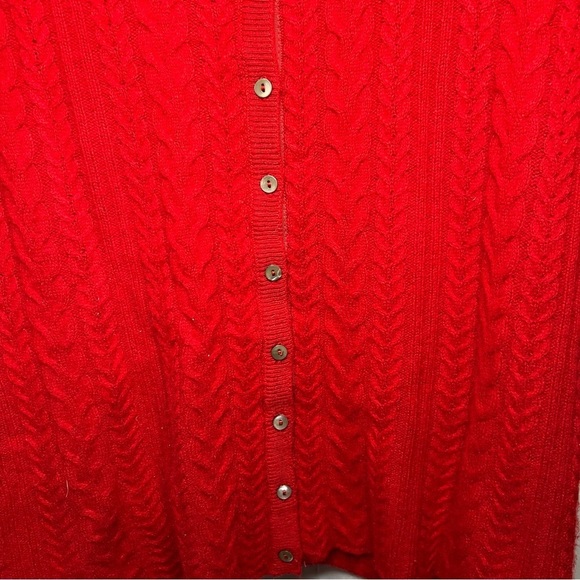 Vertical Design Red 100% Cashmere Cardigan Sweater Size Medium With Buttons - Picture 3 of 15